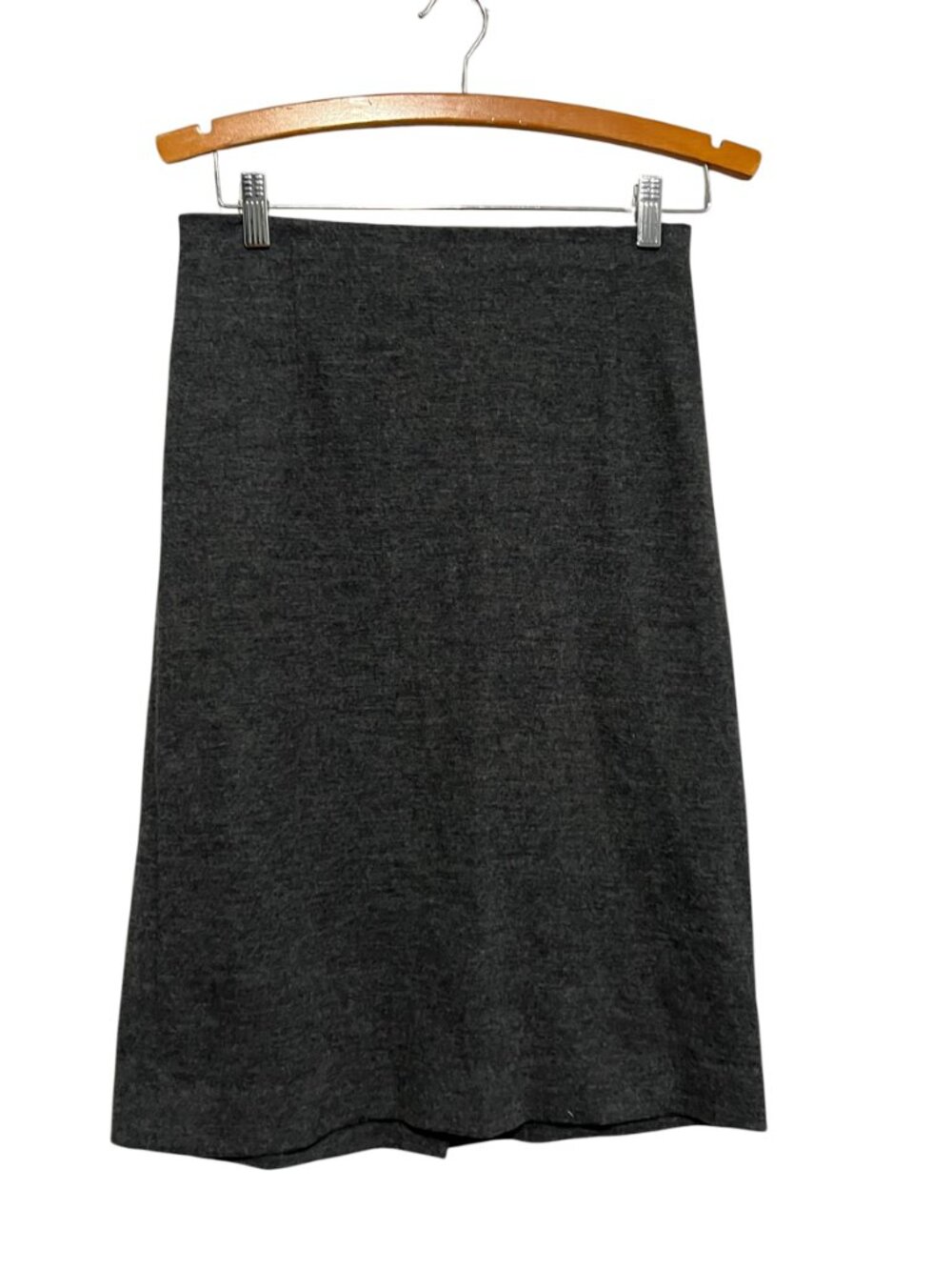Vince Wool Skirt Midi Grey Size Small Petite Pull On Elastic Waist